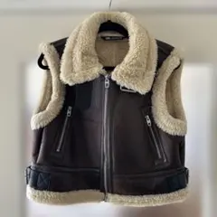 stunning スタニング 36 ムートン ベスト ボア 羊革 ジレ ファー 