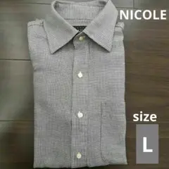Monsieur NICOLE 　ニコル　千鳥柄　長袖　シャツ 48　L