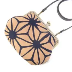 がま口 ショルダーバッグ ほうじ茶色 和柄 麻の葉柄 G516