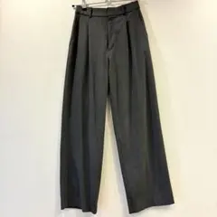 ユニクロ タックワイドパンツ ハイウエスト グレー オフィス