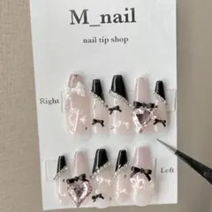 ネイルチップ　現品　ガーリー　ちゅるん　量産型　リボン