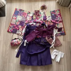 か*ん様 七五三 着物 袴セット 紫系 花柄
