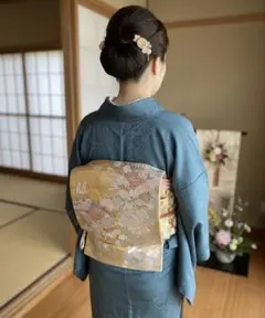 美品】高級 金銀箔 袋帯 礼装用 正絹 唐織調 仕立て上がり 振袖 訪問着 