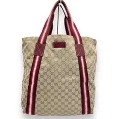 極美品■グッチ GGキャンバス シェリーライン ビッグ ラージ トートバッグ