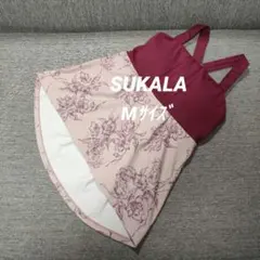 ④SUKALAスカーラ ローズプリントプリーツタンクトップ S ワイン