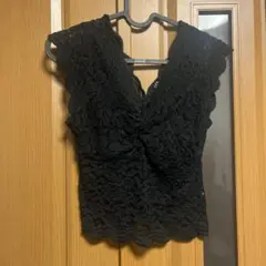 ZARA 黒 レース ノースリーブ トップス