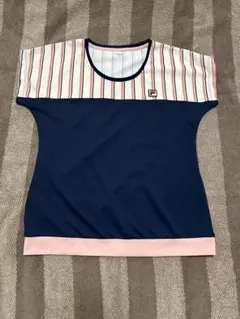 フィラテニス用Tシャツ ネイビー/ストライプ