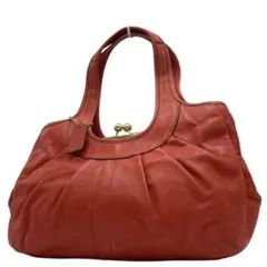 美品 コーチ トートバッグ ハンド レザー オレンジ 12248 がま口 美品 コーチ トートバッグ ハンド レザー オレンジ 12248 がま口