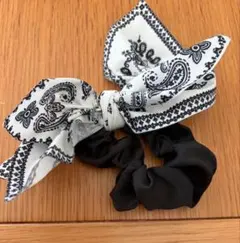 髪　ゴム　髪留め　リボン ペイズリー 韓国 上品　シュシュ