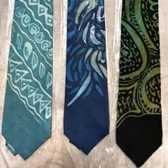 手染めシルクネクタイ 青 緑 紺