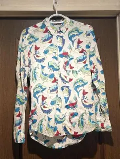 KENZO PARIS フィッシュ柄 長袖シャツ スリムフィット ケンゾー