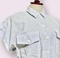 vintageヴィンテージワンピースストライプ前開ベルト付レトロUSA海外古着