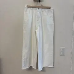 URBAN RESEARCH ホワイト カットオフ裾 ガウチョパンツ M