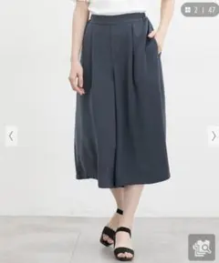 ハニーズ　ハニさら　短め丈ガウチョパンツ　ダークブルー　L