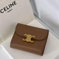 定価9万【美品】セリーヌ 三つ折り財布 トリオンフ マカダム グレー