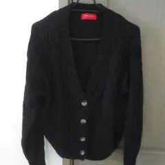 repipi armario 黒 ケーブル編み カーディガン S