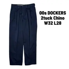 DOCKERS ネイビー ワイドパンツ ストレート ツータック 春秋W32L28のサムネイル