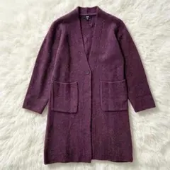UNIQLO ユニクロ ニット ロングカーディガン M 紫 ワイン 羽織り 秋冬