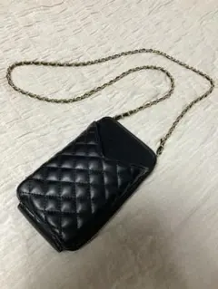 eneu(エヌー)キルティング スマホショルダーバッグ ブラック