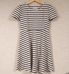 VIS　ヴィス　ベージュ　黒　ボーダー　ワンピース　ひざ丈ワンピース　ジャージー