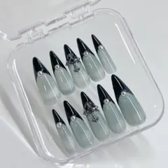 グレーとブラックのネイルチップセットSサイズ