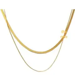 ネックレス 二連 スネークチェーン ゴールド サージカルステンレス 新品