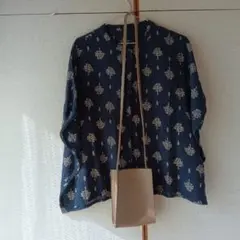 1376）麻混ブラウス＆新品未使用　atta chantサコッシュ