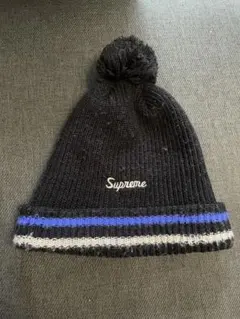 Supreme ニット帽 ポンポン付き 黒