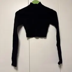 ブラックタートルネッククロップドセーター
