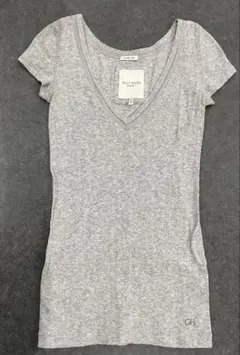 Gilly Hicks Vネック リブ 半袖 Tシャツ グレーのサムネイル