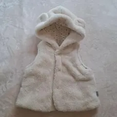 Baby フード付きベビーベスト アイボリー　くま