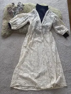値下げ！アイボリー レース ワンピース　ガウン
