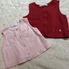 ファミリア　ピンクと赤のベスト　2枚セット