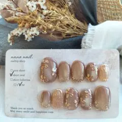 N.248 ミラーフラワーネイル シンプルネイル 卒業式ネイル 結婚式 和装 式