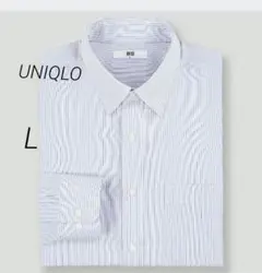 最終価格【UNIQLO】 ユニクロ　ファインクロスストライプシャツ ブルー L
