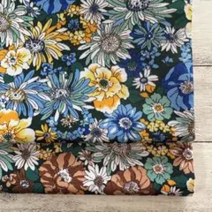 1点のみ【1M＋1M】生地 ポリ綿 ブルー・グリーン系花柄