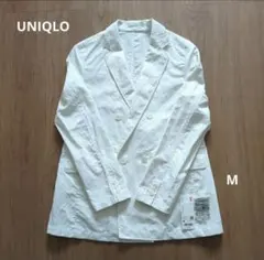試着のみ UNIQLO ユニクロ 麻 リネンブレンドジャケット オフホワイト M