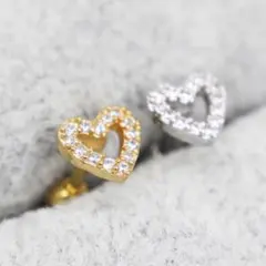 かわいい♡サージカルステンレス ハート型ジルコニアピアスシルバー20G片耳