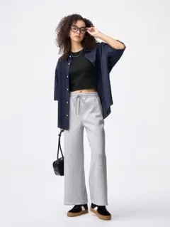 GU パフスウェットバギーパンツ グレー