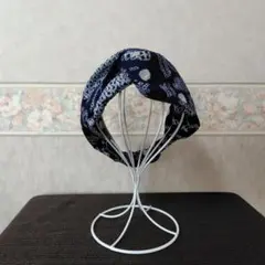 有松絞り　ヘアバンド　藍染　ハンドメイド花