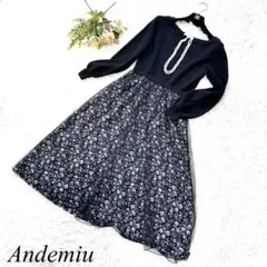 美品✨Andemiu アンデミュウ　ロングワンピース　ドッキング　花柄