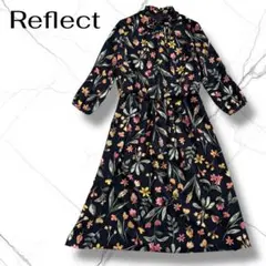 Reflect リフレクト ロングワンピース 花柄 長袖 ウエストゴム 【M】