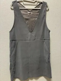 mystic グレー Vネック ノースリーブ ワンピース