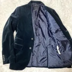Zara Man テーラードジャケット ベロア　ネイビー　エルボーパッチ