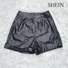SHEIN 黒 合成皮革 レザー ショートパンツ ハーフパンツ カジュアル XS