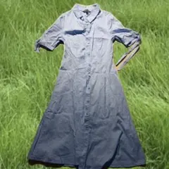 春服　ライトブルー シャツワンピース 半袖