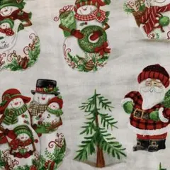 USAコットン クリスマス 生地 スノーマン サンタ