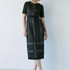 【限定価格 美品】ラグナムーン LADY ジオメトリック レースドレス ブラック