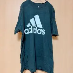 アディダス クルーネック半袖 ビッグロゴ 半袖Ｔシャツ L 黒 綿 スポーツのサムネイル