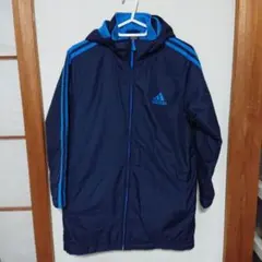 adidas フード付きベンチコート ネイビー